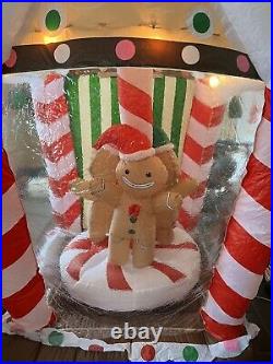 Gemmy Airblown Inflatable Rotating Gingerbread Shop Lights Up 6' Tall Rare Santa