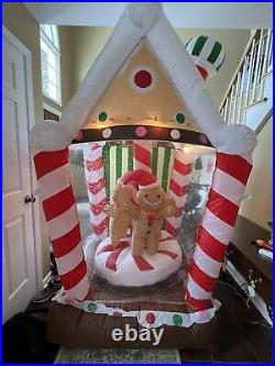 Gemmy Airblown Inflatable Rotating Gingerbread Shop Lights Up 6' Tall Rare Santa