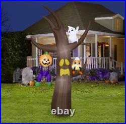 Gemmy Halloween 9 ft Tree with Pumpkin, Boy and Ghost Airblown Inflatable NIB