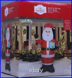Gemmy Holiday Time 7 ft Santa with Gift Box Airblown Inflatable NIB