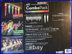 Gemmy Lightshow LED Combo Pack Icicles and Miniights 61 Lighted Ft Total NIB