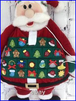 Gemmy Santa Claus Advent Calendar with Door Hanger Jingle Bells Felt Star TALKs