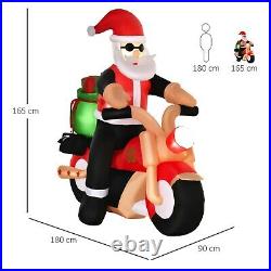 Giant Inflatable Santa Claus Riding Motorcycle Christmas Decoration LED Light