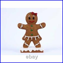 Gingerbread Girl Figurine Oversized Lawn Outdoor Holiday Figure Decor Resin