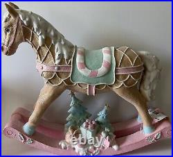 Gingerbread Rocking Horse Pink Pastel Christmas Holidays Shabby Chic