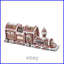Gingerbread Train LED Lighted Claydough Christmas Figurine 19.5 Inches D2868 New