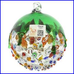 GlassOfVenice Murano Glass Venetian Mosaic Christmas Ornament Green