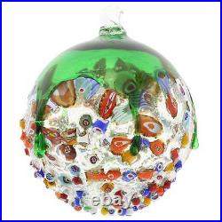 GlassOfVenice Murano Glass Venetian Mosaic Christmas Ornament Green