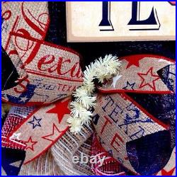 God Bless Texas Handmade Burlap Deco Mesh Patriotic Wreath