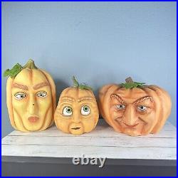 Grandin Road Set Of 3 Expression Pumpkins