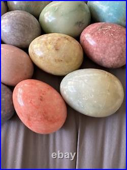 Green Peach Purple Blue Yellow Alabaster Stone Easter Egg Holiday Decor (16)
