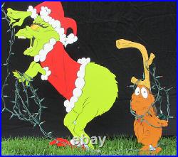 Grinch & Max Stealing Lights Lawn Decor All Lit Up. #15 Left