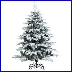 Gymax 4.5/6/7Ft Snow Flocked Decoration Christmas Tree WithLed Lights And Pe And