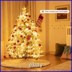 Gymax 4.5/6/7Ft Snow Flocked Decoration Christmas Tree WithLed Lights And Pe And
