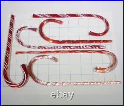 HAND BLOWN GLASS CHRISTMAS CANDY CANES SET OF 6, DIRWOOD GLASS, RED WHITE, n3745