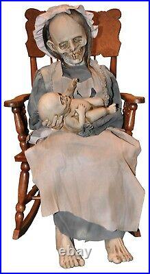 Halloween Animated LifeSize Realistic Rocking Ghost Mom Baby Lullaby Horror Prop