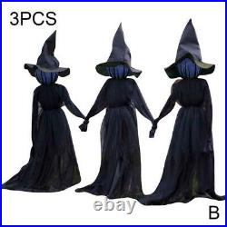 Halloween Decor 3 People Holding Hands Witch