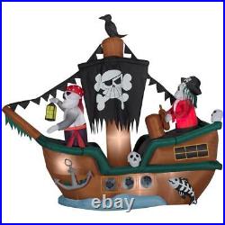 Halloween Gemmy 10 ft Animated Lighted Skeleton Pirate Ship Inflatable NIB