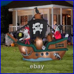 Halloween Gemmy 10 ft Animated Lighted Skeleton Pirate Ship Inflatable NIB