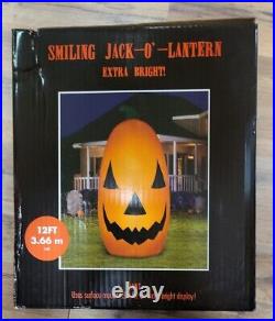 Halloween Gemmy 12 ft Happy Jack O Lantern Pumpkin Airblown Inflatable
