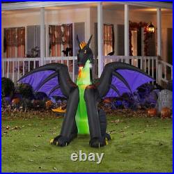Halloween Gemmy 6 ft Lighted Dragon with Flaming Airblown Inflatable NIB