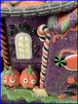 Halloween Gingerbread House Light Up Haunted House Witch in Chimney 12 Tall NEW