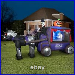 Halloween Lightshow Reaper Carriage Hearse Bride Corpse Airblown Inflatable 14