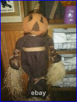 Halloween, fall, rugged chic scarecrow pumpkin-primitive