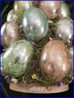 Handmade Easter Eggs Pastel Speckled Silver Tone 18 Topiary Tree Table Decor