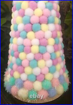 Handmade Easter Pastel Colors Pom Pom Tree Holiday Table Top Decor 16