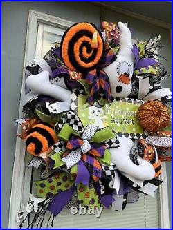 Handmade Halloween Ghost Trick Or Treat Wreath