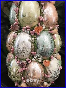 Handmade Pastel Speckled Easter Eggs With Roses 18 Topiary Tree Table Decor