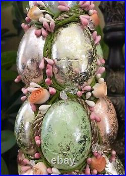 Handmade Pastel Speckled Easter Eggs With Roses 18 Topiary Tree Table Decor