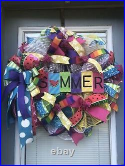 Handmade Summer Welcome Vibes Mesh Wreath
