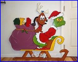 Handmade to order Grinch and Max Riding a Sleigh Christmas yard art decor