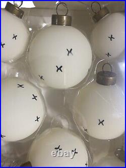 Hearth & Hand Magnolia White X Stitch Handcrafted Glass Xmas 14 Ornaments