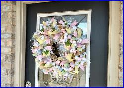 Hidden Easter Egg Spring Deco Mesh Front Door Wreath, Home Decor Decoration