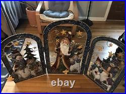 Holiday Home Accents 48in Christmas Fireplce Screen Holiday Santa Decoration