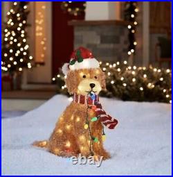 Holiday Living 27 Christmas Goldendoodle With Lights Dog Decor BRAND NEW