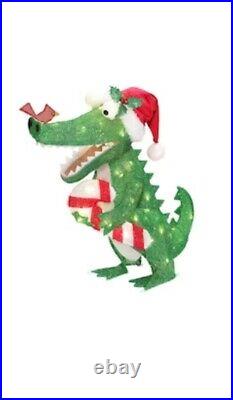 Holiday Living 30-in Alligator Free Standing Decoration with White LED Lights