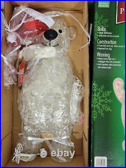 Holiday Season's Ice Polar Bear Lighted Outdoor Indoor Sculpture Display New