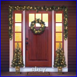 Holiday Time 5-Piece Pre-Lit Artificial Christmas Tree Entryway Set, with Clear