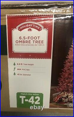 Holiday Time 6.5ft. Ombre Tree 41in Diameter 864 PVC Tips Brand NEW Free Ship