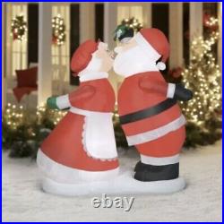 Holiday Time 6' ft Lighted Santa Mrs. Claus Kissing Under Mistletoe Inflatable