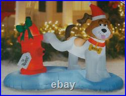 Holiday Time, Inflatable Christmas Dog With Fire Hydrant, 6-Feet-Wide