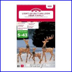 Holiday Time Set of 3 Light-up Rattan-Look Christmas Deer Family with 210 Lights