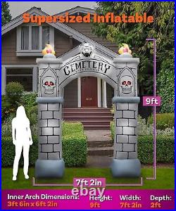 Holidayana Cemetery Halloween Inflatables 9ft Haunted Cemetery Archway with LEDs