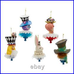 Hollywood Hats Alice in Wonderland Resin Ornament 6.25 Set of 5