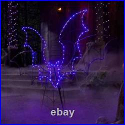 Home Accents 4.5'Ft LED Purple Bat Silhouette Halloween Yard Decoration
