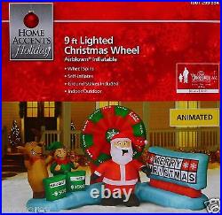 Home Accents 9 ft Animated Lighted Christmas Wheel Airblown Inflatable NIB